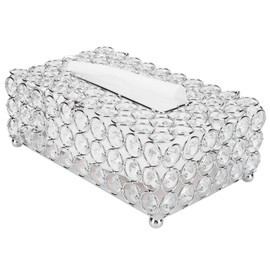 Crystal Tissue Box, Hollow‑carved Paper Rack Office Table Accessories Tissue Case Holder Wedding Decoration for Kitchen, Living Room, Office
