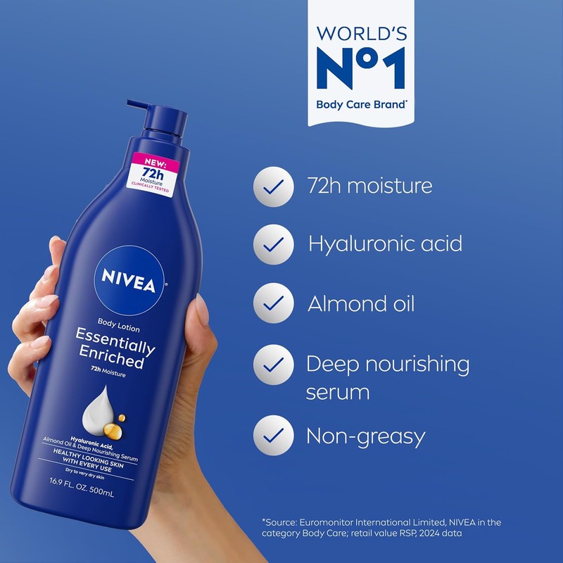 NIVEA Essentially Enriched Body Lotion 48h Hidratación – Pack 2