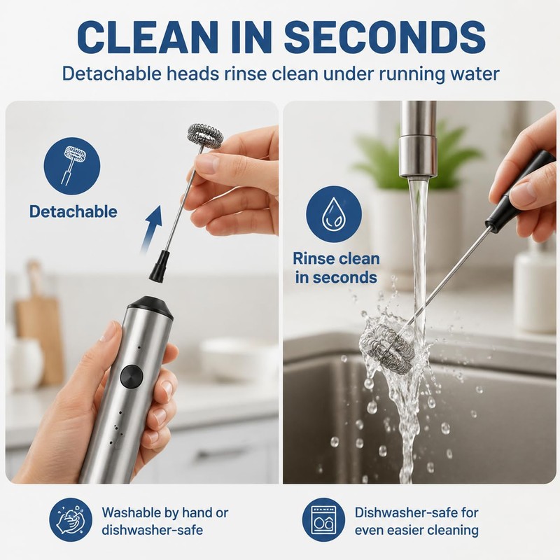 NWUNJ Rechargeable Milk Frother Handheld with Stand, 3-Speed