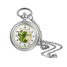 Lancardo Women's Pocket Watch Analogue Quartz Watches with Necklace Chain Elegant Silver Pocket Watch, silver