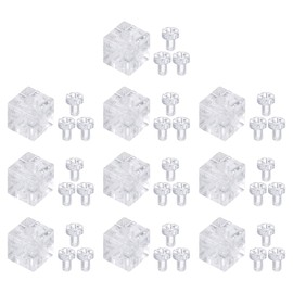 uxcell 12 Set Cube Corner Code Bracket, 6-Hole Angle Connector Cube Joint Brace Acrylic Transparent w/Screws for Reinforcement Connecting Furniture(10MM)