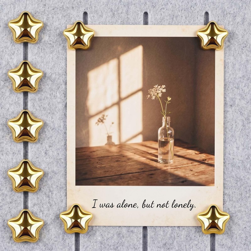 25 Pcs Gold-Hued Push Pins, Decorative Star Thumb Tacks Gold-Hued