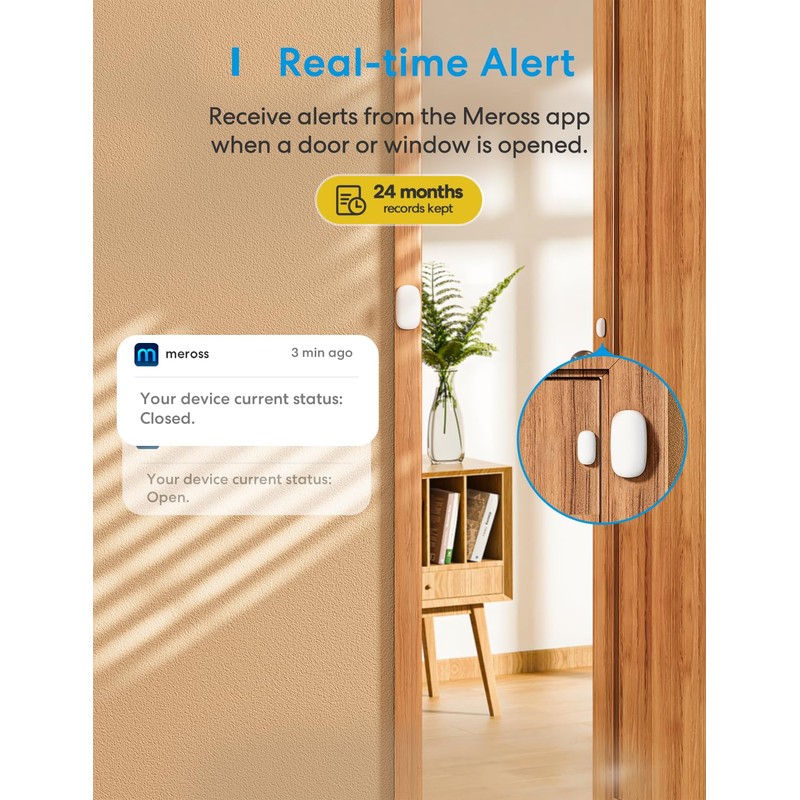 Meross WLAN Door and Window Sensor, Requires meross Hub, Mini
