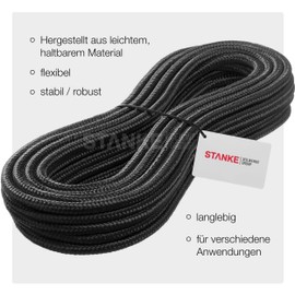 Polypropylene 2 mm Black Braided Rope, Mooring Rope, Rigging Rope, black