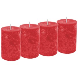 4 Stumpenkerzen Rot Feuerrot Tischdeko Advent Kerzen Hochzeit Weihnachten
