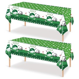 Vexilon 2 pcs Golf Table Cloth, Golf Tablecloths, Golf Party Tablecloth, Sports Birthday Party Supplies for Kitchen Outdoor Garden Table, Decorations for Sommer Spring 137 x 274 cm