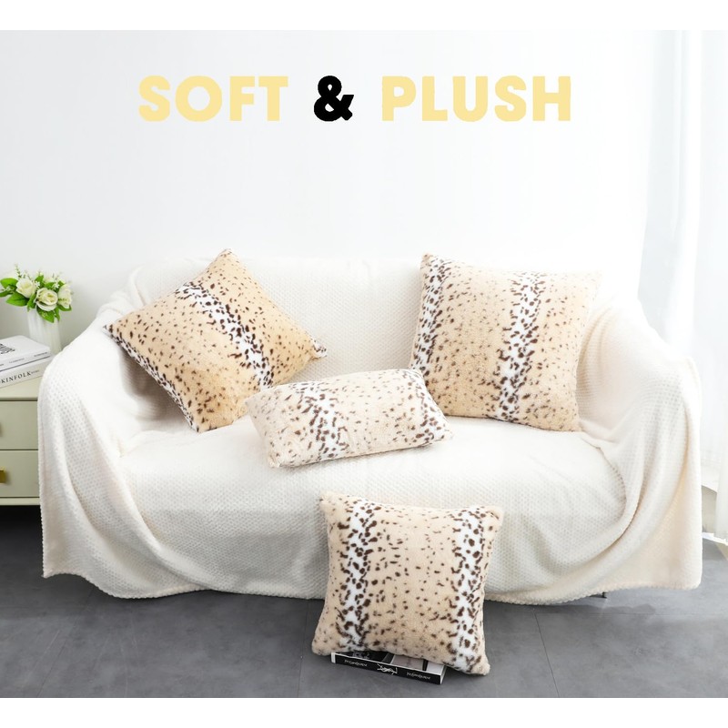Entua Snow Leopard Cheetah Fur Lumbar Throw Pillows Covers 12"x20"