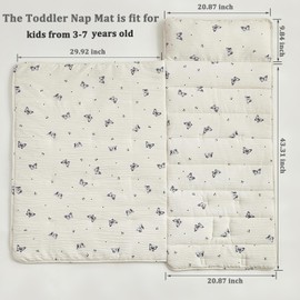 Toddler Nap Mat with Pillow and Blanket,Soft Slumber Bags for Girls,Kids Sleeping Bags with Roll Up Design,Butterfly Nap Mats for Preschool,Daycare,Kindergarten,Fits Ages 3-6 Years-Beige