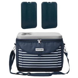 anndora Picnic Cooler Bag 22 Litres TW-1885-230 - Navy Blue White - Cool Bag with Integrated Cup Holder - Includes 2 anndora Ice Packs