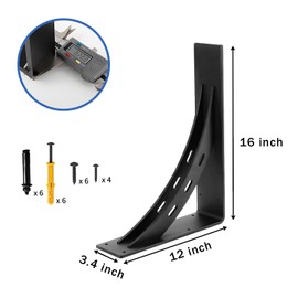 Heavy Duty Shelf Brackets (Set of 2) - 16" x 12" Max Load 1100 Lbs - Premium Alloy Metal Mantel Brackets