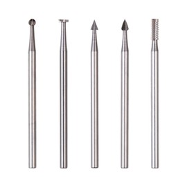 PROXXON High-Speed Steel Bit Set of 5 [Disc Type 0.12 in (3.1 mm), Rod, Triangular, Shell, Round 0.09 in (2.3 mm), Shaft Diameter 0.09 in (2.35 mm)] No. 26710