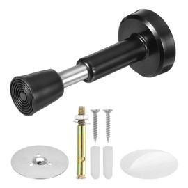 sourcing map Door Stoppers, 1pcs 4.1" Stainless Steel Door Stoppers for Wall, Hydraulic Buffer Telescopic Door Stops with Rubber Tip for Bottom of Door (Black)