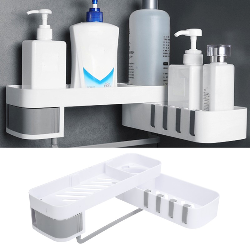No Drilling Corner Shower Shelf Wall Mounted Bathroom Storage Rack