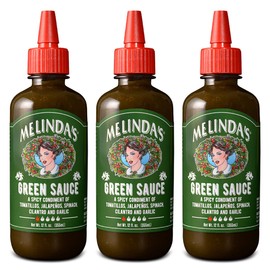 Melinda’s Green Sauce - Gourmet Mild Chile Verde Hot Sauce Made With Fresh Ingredients, Tomatillos, Jalapeño, Spinach & Cilantro - 12 oz, 3 Pack