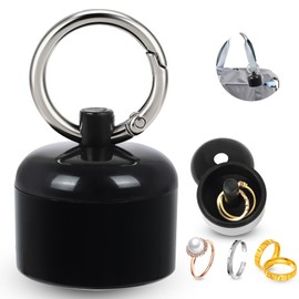 KufaerBeam Jewelry Storage Box Case, Travel Ring Box, Earplug Case, Organiser Container with Protective Sponge, Jewelry Care Protective Box Sports Portable Ring Holder with Keychain