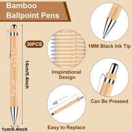 30 Sets Nurse Appreciation Gifts Inspirational Bamboo Nursing Ballpoint Pens With Keyrings Kraft Cards, Thank You Nurses Day Gifts for Nurse Nursing Students Medical Assistants Healthcare Staff