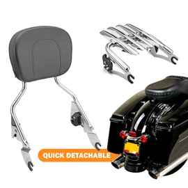 Wsays Passenger Sissy Bar Backrest and Luggage Rack Compatible with Harley Touring Street Electra Road Glide Road King 2009-2025, Chrome