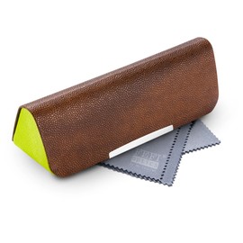 Fefi Stylish Unusual Shape Glasses Case – Hard Case - Brown-Green