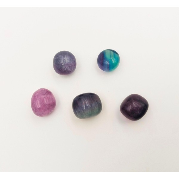 Pandiui23 5 Natural Fluorite Stone - 5 Polished Crystals with