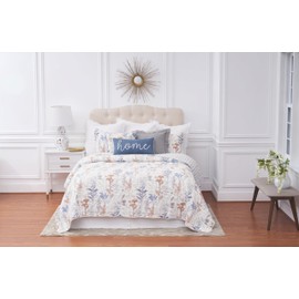 C&F Home Lina King Quilt Set Cotton Reversible Machine Washable Lightweight Bedspread Coverlet King 3 Piece Set Blue