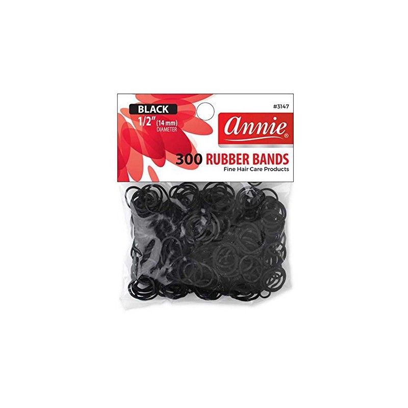 Annie 300 Rubber Bands Small One Size 1/2' Black