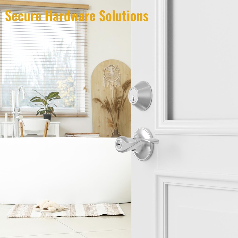 HOSOM 3 Pack Keyed Alike Front Door Lever Lockset with