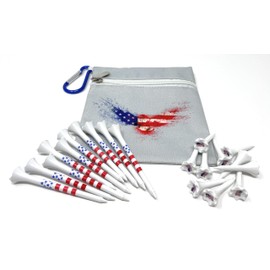 NorthPointe Golf Tee Pouch, Includes 20 Golf Tees. 5.25” x 6.00” Inch Accessory Holder Golf Tee/Ball Pouch Bag Featuring Secure Zipper Pocket and Carabiner Clip (Eagle, Gray Bag)