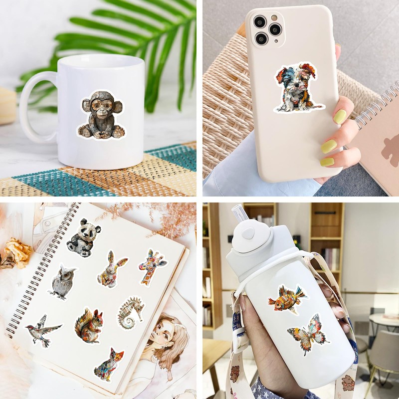 Mistree 50 Stickers Animals Forest, Newspaper Sculpture Animal, 4-5 cm