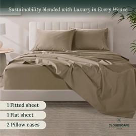 100% Egyptian Cotton Sheets Queen Size - 4 Pcs, Taupe Sheets Queen Size Set | 1000 Count Egyptian Cotton Sheets Queen Size | Hotel Luxury Bed Sheets Set Queen | Upto 17"Deep Pocket Queen Sheets -Taupe