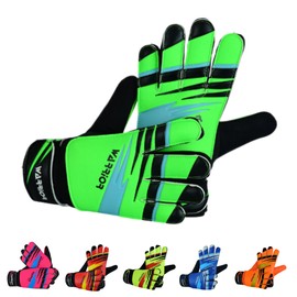 warrior gears Junior Football Goalkeeper Gloves for Boys, Kids, and Youth Soccer Goalie Gloves with Super Grip Palms and Durable Protection - Green, 6 - For 13-15 Years Kids
