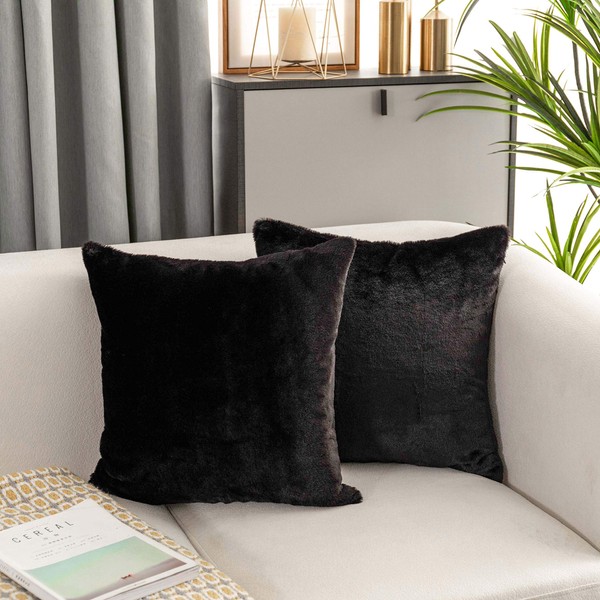 Home Brilliant Set of 2 Plush Cushion Covers Square Large