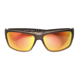 Panama Jack Men's Polarized Orange Mirror Wrap Sunglasses, Dark Gray Crystal, 64