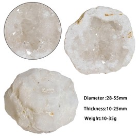 mookaitedecor Angel Aura Quartz Geode Stone Titanium Coated Natural Rock Crystal Cluster Specimen for Reiki Healing Meditation Home Decor 10-35g, White