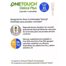 OneTouch 100 New Delica Plus Lancets ExtraFine 33 Gauge  exp 2027 One Touch