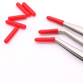 Lurrose 100pcs Tweezer Point Protectors Cap Tip Stopper Covers Makeup Beauty Supplies Red