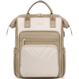 LOVEVOOK Laptop Backpack Womens, 17 inch Laptop Rucksack Bag for Women, Large Ladies Backpacks Waterproof School Bags with USB Port, Fashion Daypacks for Work Travel Teacher Nurse, Khaki Beige