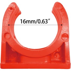 50 Pcs U-Shaped PVC Pipe Clamps Clips, U-Shaped Buckles Fit for 1/4" (16mm) Pipes, Supply and TV Trays Tubing Hose Hanger Support Pex Tubing (Red 16mm)