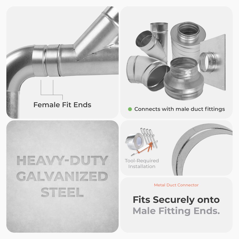 HVAC OV 5 Inch Galvanized Metal Duct Connector for HVAC