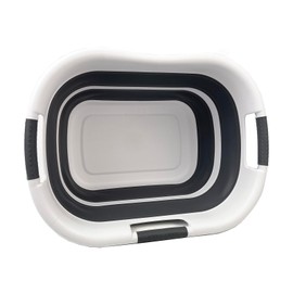 SAMMART 30L (7.9 gallon) Collapsible Plastic Laundry Basket - Foldable Pop Up Storage Container/Organizer - Portable Washing Tub - Space Saving Hamper/Basket (Grey/Slate Grey)