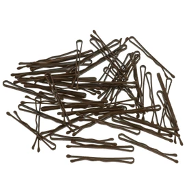 HAARallerliebst 50 Mini Bobby Pins Brown 3.4 cm Small in Pink Box (Box Colour White)