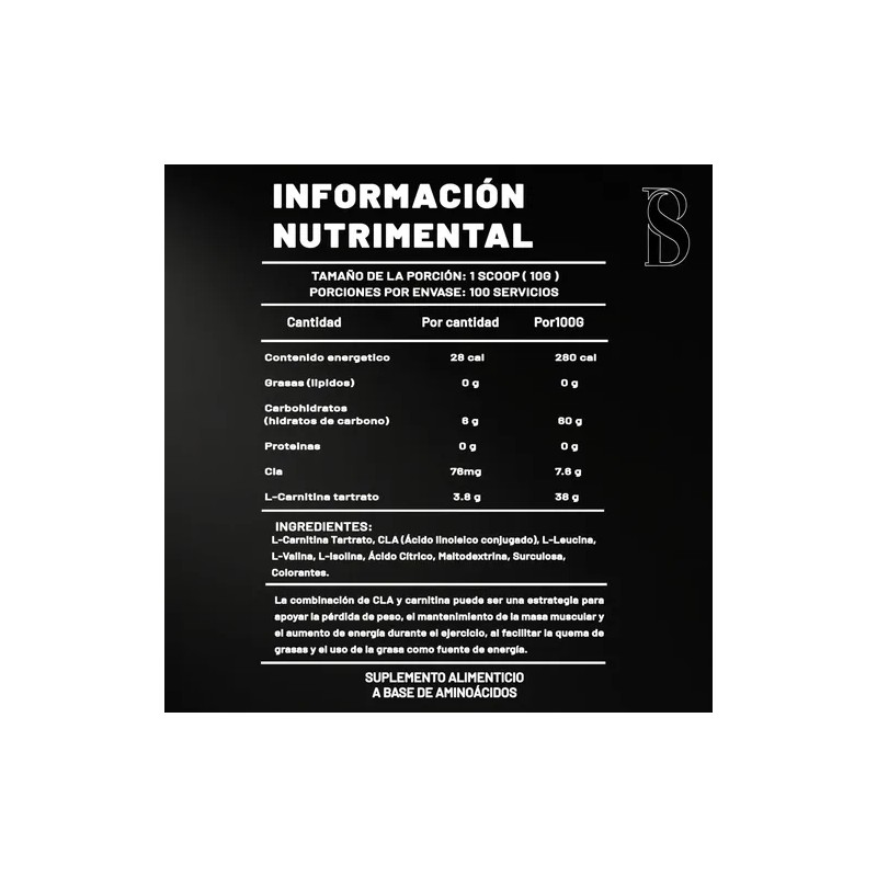 Cla Carnitina 1kg Black Stone 100 Servicios Pre Entreno