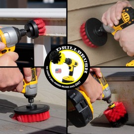 Stiff Bristle 4 Piece Drill Brush Nylon Cordless Drill Powered Spinning Brush Heavy Duty Scrubbing by Drillbrush