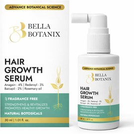Bella Botanix Hair Growth Serum | 3% Redensyl + 4% Anagain + 2% Baicapil + Rosemary, Biotin | Hair Fall Control, Fragrance Free, Support Hair Gworth for Men & Women, 30 ml