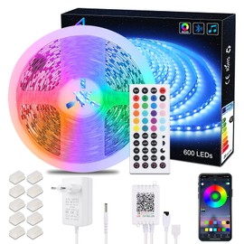 LED Strip, 10 m, ALED Light, RGB LED Strip, 5050 SMD 600 LED Strip, LED Bar, LED Strip, Not Waterproof, 44-button Remote Control, 24 V Power Supply for the Home, Rooms, Parties, Weddings, Decoration