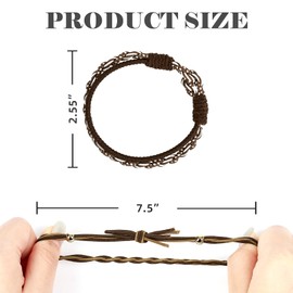 Yonchic 12-Piece Boho Hair Ties, No Damage Elastic Bracelets Ponytail Holders Fashion Hair Scrunchies Stylish Hair Accessories (Coffee)