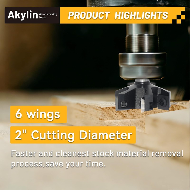Akylintools CNC Slab Flattening Router Bit 1/2 Shank,Surfacing Bits 2"