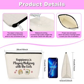 Mahjong Gift for Mahjong Lover Mahjong Lover Gift Christmas Gift for Women Makeup Bag Mahjong Player Gift Retirement Gifts Birthday Thanksgiving Gifts for Grandma Mother Zipper Purse Travel Pouch