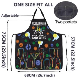 CMNIM Pickleball and Wine Apron Pickleball Lover Gift Kitchen Cooking Baking Chef Aprons with Pocket Gifts for Wine Lover (pickleball wine aprons)