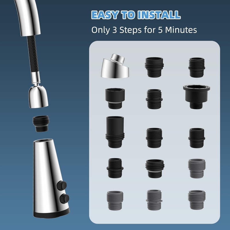 Hibbent Pull Down Kitchen Faucet Head Replacement, 4-Function Kitchen Sink