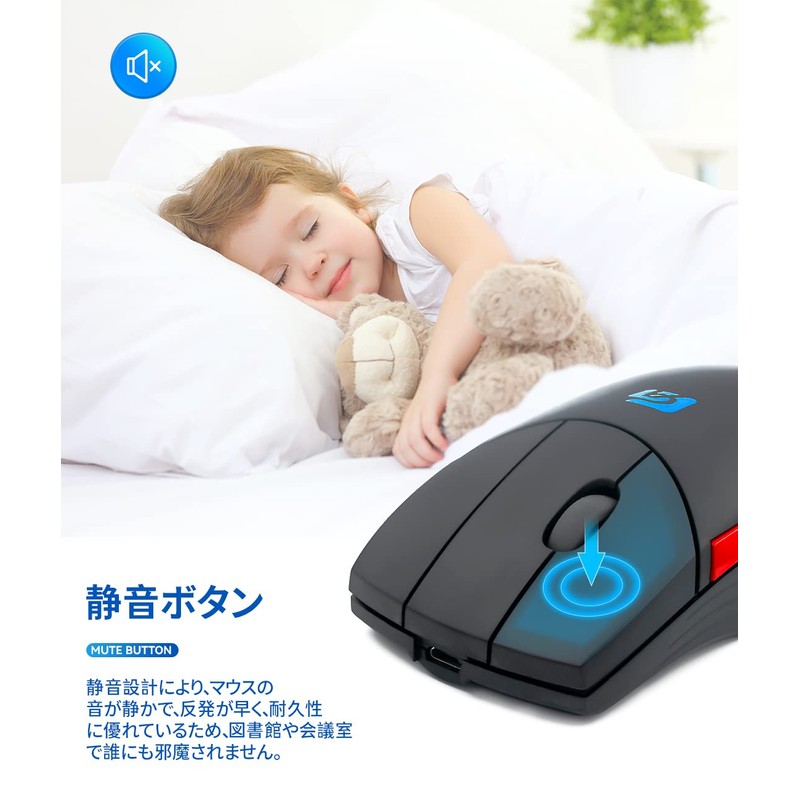 Absdefen Mouse Wireless Wired Mouse 5 Buttons 3DPI Mode 800-1600DPI
